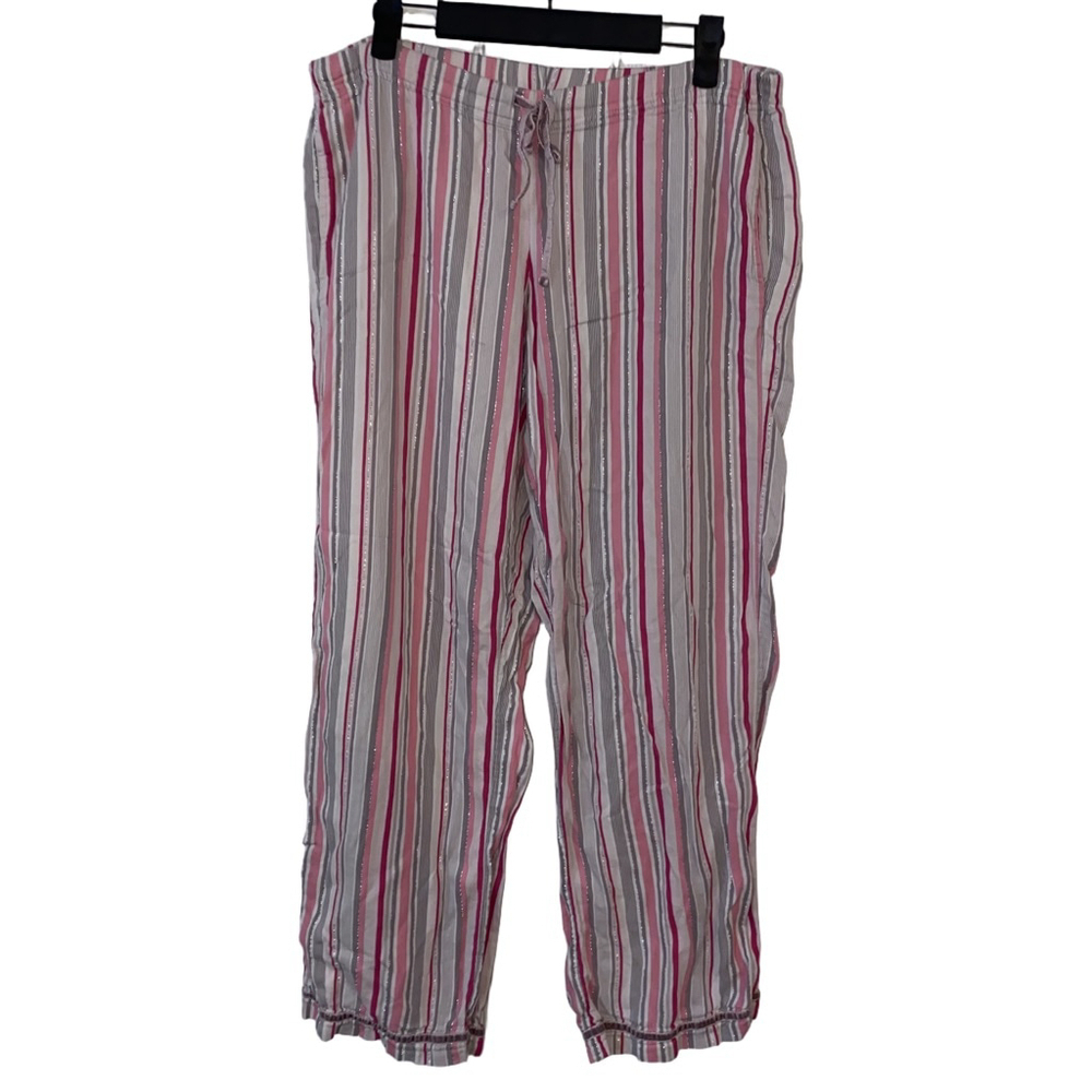 Women's Victoria’s Secret Striped Pajama Pants with Pockets Pink and Gray Size M - Picture 2 of 5